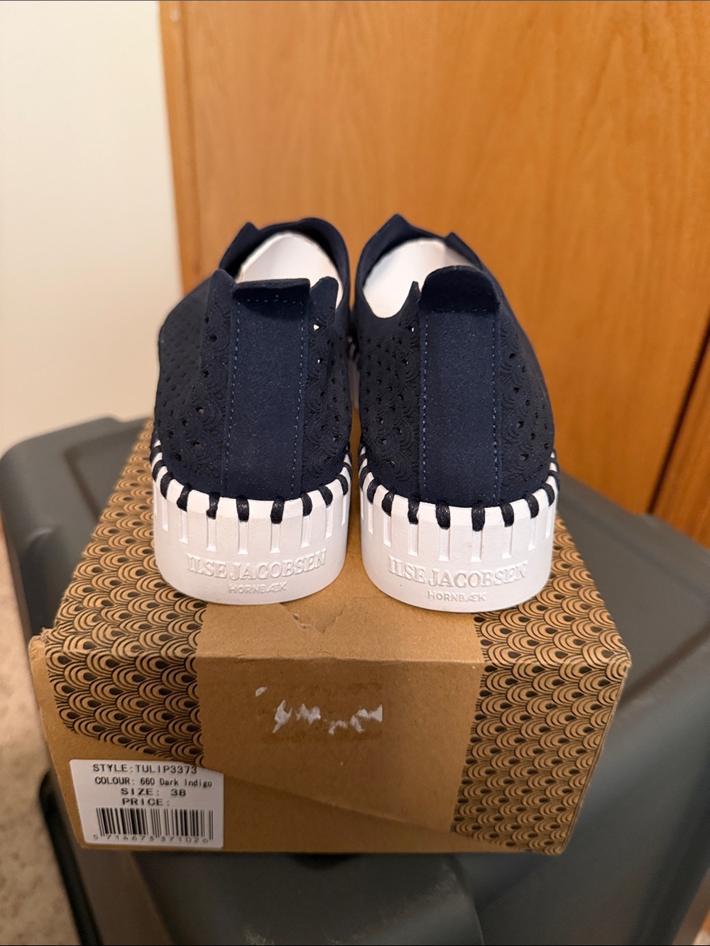 Ilse Jacobsen Dark Indigo Perforated Slip-On Sneakers